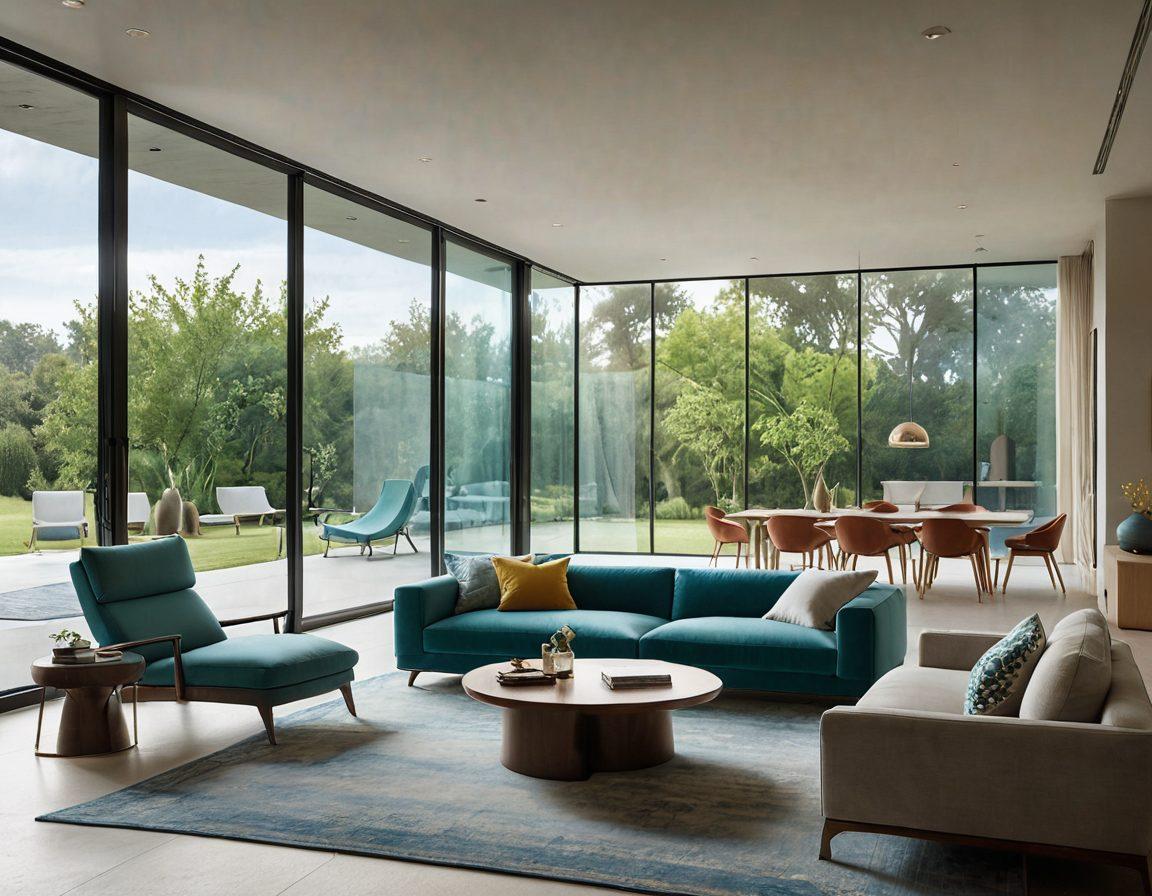 A visually striking scene depicting a serene living room filled with luxury furniture on one side and a sleek, modern vehicle parked outside a cozy house on the other. In the center, a shield symbolizing protection envelops both the furniture and vehicle, radiating a warm glow. The background features a calming palette of blues and greens, suggesting safety and tranquility. Soft light filters through the windows, adding a touch of warmth. super-realistic. vibrant colors. cozy atmosphere.